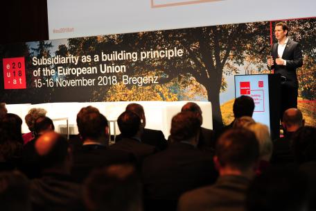Bild: Bundeskanzler Kurz und Landeshauptmann Wallner eröffneten die Subsidiaritätskonferenz in Bregenz