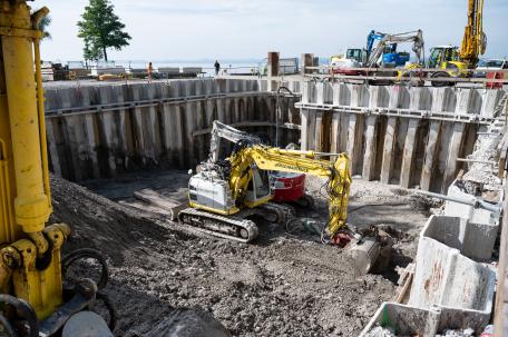 Bild: Die Stadtwerke Bregenz errichten beim neuen Seehallenbad ein Anergienetz mit Seewassernutzung